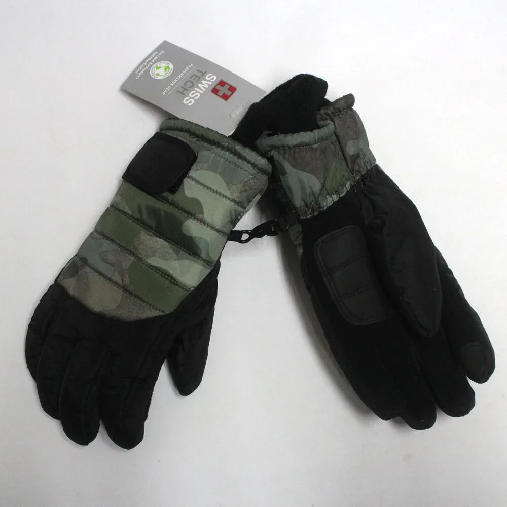 Swiss Tech S-M Black and Camouflage Peakproof Waterproof Ski Glove